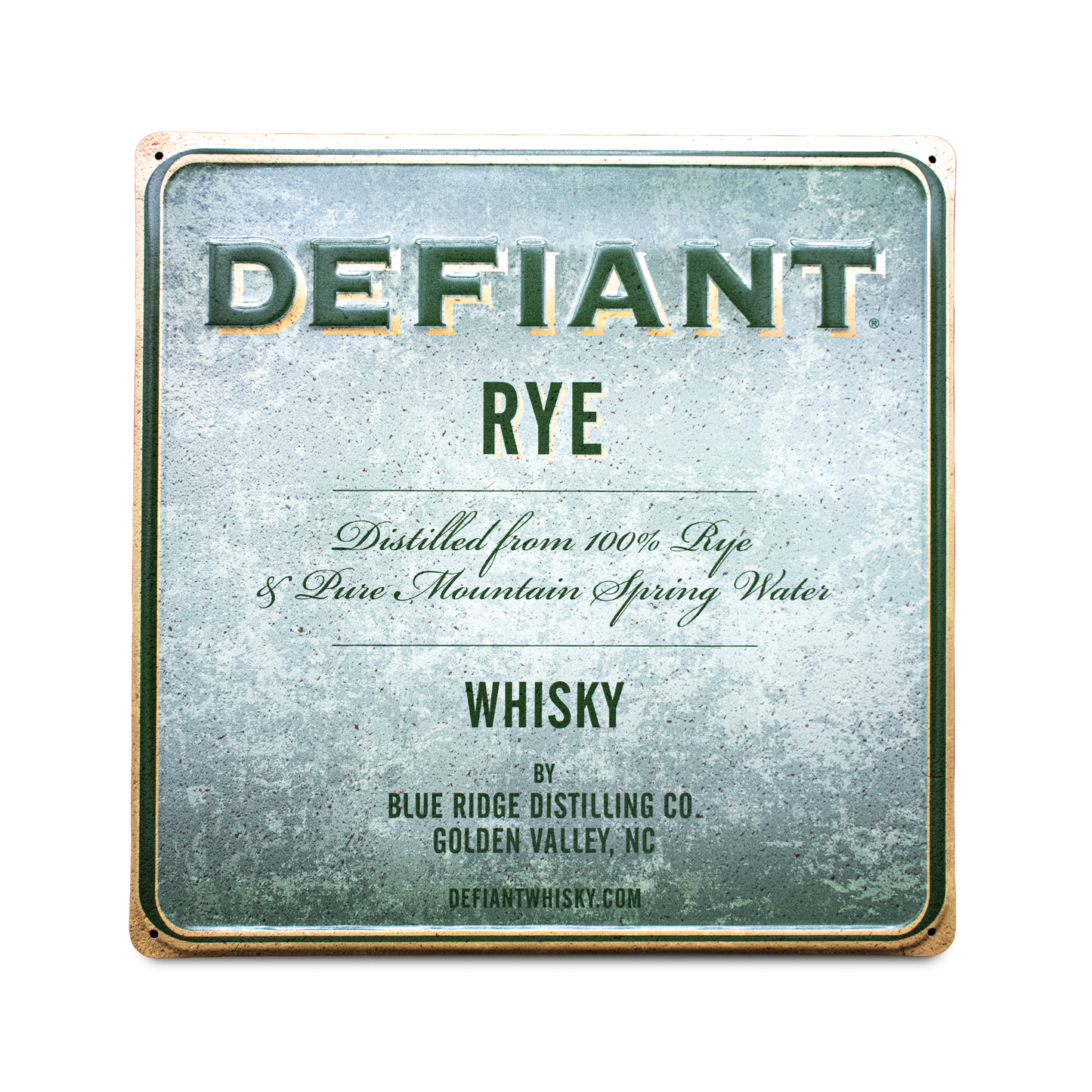 Defiant Rye Tin Tacker Sign